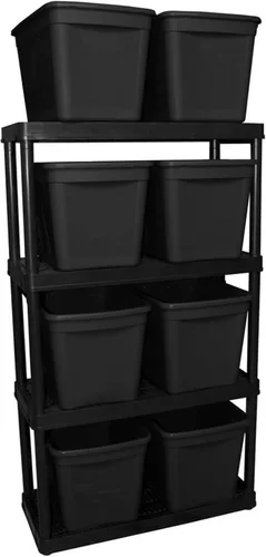 Vista 6 de Gracious Living Estantería de almacenamiento de uso medio con 4 estantes, ventilada, de altura fija, sistema organizador de 14 x 32 x 54.5 pulgadas