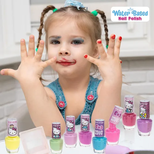 Vista 3 de Townley Girl Hello Kitty - Juego de 8 esmaltes de uñas, a base de agua, no tóxico, juego despegable para niñas y niños a partir de 3 años, perfecto