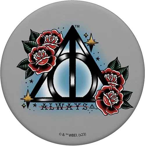 Vista 3 de Harry Potter Always Deathly Hallows Símbolo floral Retrato PopSockets intercambiables PopGrip
