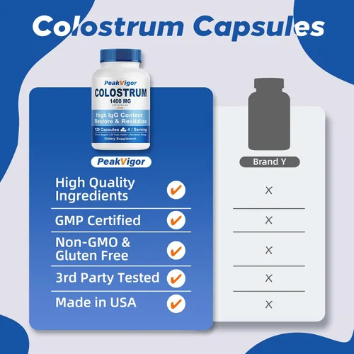 Vista 7 de Cápsulas de calostro bovino orgánico, suplemento de calostro de 1400 mg en polvo para apoyo inmunológico e intestinal, apoyo energético, salud