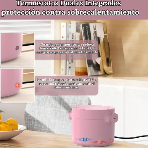 Vista 8 de Lonchera eléctrica de 100 W, calentador portátil de alimentos de 33 onzas, color rosa A-Rosa-33oz