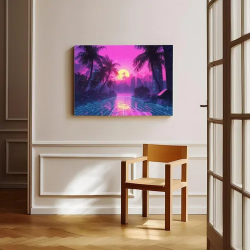 Vista 8 de Vaporwave Wall Art – Retro Cyberpunk Subculture Poster – Neon Aesthetic Print – Futuristic 80s Inspired Room Decor Art Wall Decoration Poster Family