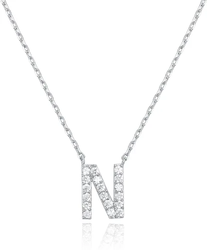 Vista 133 de PAVOI 14K White Gold Plated Cubic Zirconia Initial Necklace Letter Dainty Necklaces for Women