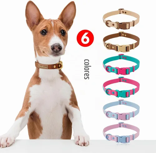 Vista 6 de Wolfone - Collar impermeable para perros con hebilla de liberación rápida, collar ajustable lindo para perros, cómodo, resistente, duradero, a