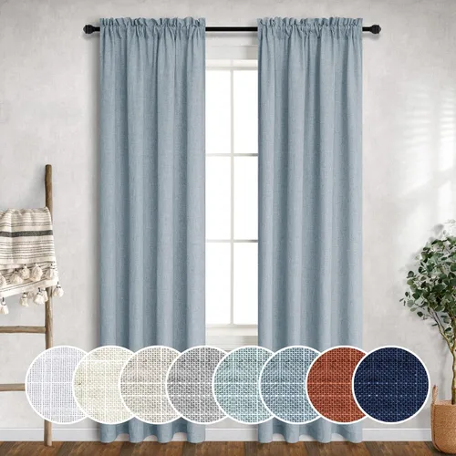 Vista 106 de Mrs.Naturall - Cortinas transparentes con bolsillo para barra de 36x63 pulgadas de lino mezclado negro