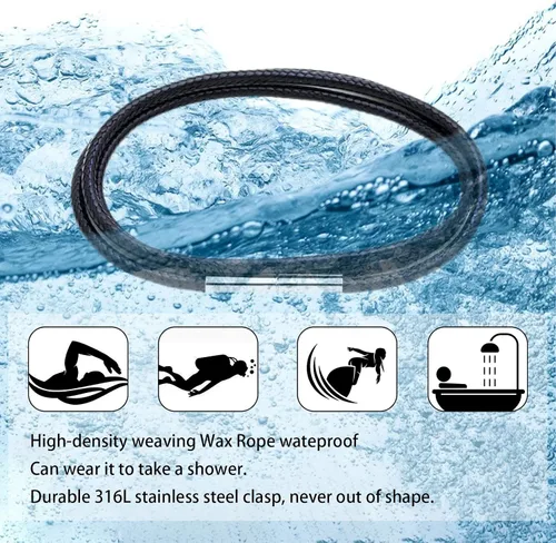 Vista 6 de Long tiantian Collar de cuero para hombre, resistente al agua, trenzado de cuero, cordón para niños, 0.079in de ancho, cuerda de cera tejida, joyería