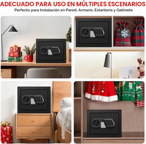 Vista 9 de Caja fuerte pequeña de 1.3 Cub para uso doméstico, a prueba de fuego y agua, caja de seguridad digital ignífuga con cerradura de combinación