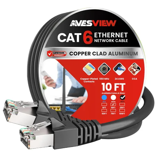 Vista 23 de Cable Ethernet blindado CAT 6 de 5 pies, para interiores de alta velocidad (SFTP) 10 Gbps blindado sin enganches, cable Ethernet de 5 pies