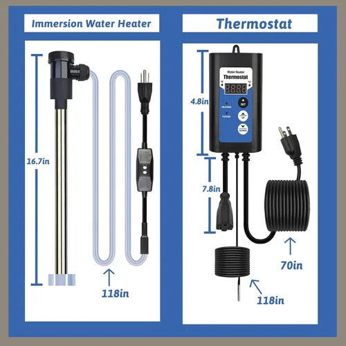 Vista 3 de Calentador de agua de inmersión de titanio de 2000 W, portátil, eléctrico, bañera de hidromasaje y piscina, calentador de agua sumergible