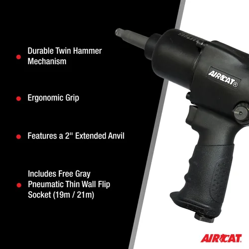 Vista 5 de AIRCAT 1431-2 1/2" Impacto con yunque de 2", negro