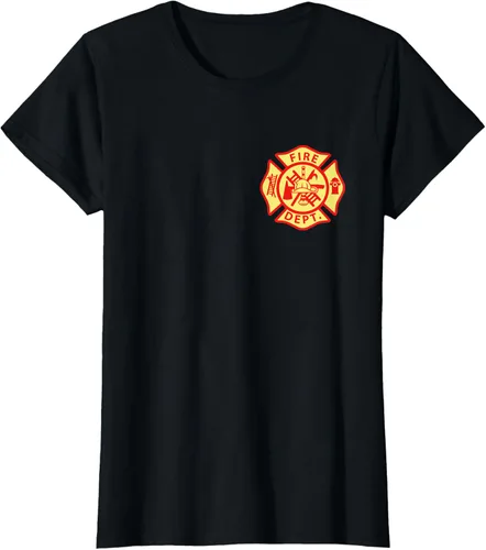 Vista 32 de Camiseta con logotipo de bomberos con símbolo de bombero, Negro