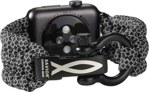 Vista 20 de Savior Survival Gear - Correa de repuesto para Apple Watch de 1.65”/42 mm, hecha de 550 cuerda de paracaídas con grillete ajustable de acero Negro