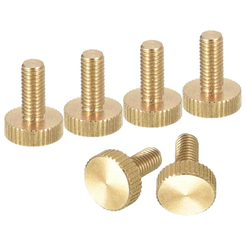 Vista 34 de uxcell Tornillos moleteados M3x4mm, 4 piezas de cabeza moleteada plana totalmente roscados, tornillos de latón para pulgar, pernos de agarre Fully