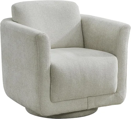 Vista 10 de Silla giratoria decorativa, silla giratoria de barril de felpilla de 360° para sala de estar, silla de rincón de lectura para dormitorio, espacios