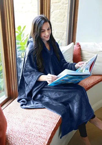 Vista 4 de Catalonia Poncho con capucha de manta para vestir para mujeres y hombres adultos, manta de vellón con capucha Cálido, suave, acogedor