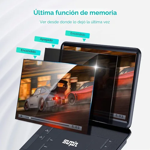 Vista 7 de SUNPIN Reproductor de DVD portátil para coche, pantalla giratoria HD de Negro