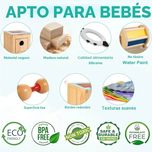 Vista 7 de WOODMAM Juguetes Montessori para bebés de 0 a 6 meses, juguetes educativos sensoriales de aprendizaje 9 en 1 para recién nacidos de 0 a 3-6 meses