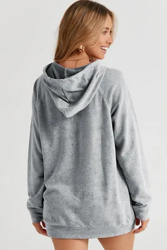 Vista 5 de SHEWIN Sudadera casual con capucha para mujer, manga larga, lisa, ligera, holgada, con bolsillo
