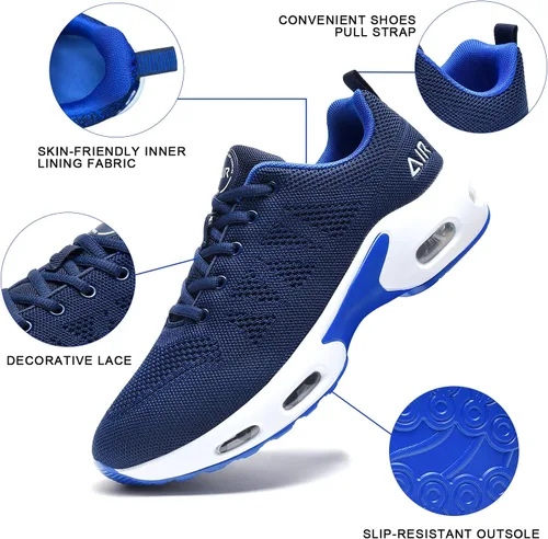 Vista 3 de Tenis de correr para hombre, tenis atléticos, para caminar, transpirables, antideslizantes, con cordones, zapatos deportivos para fitness, trotar