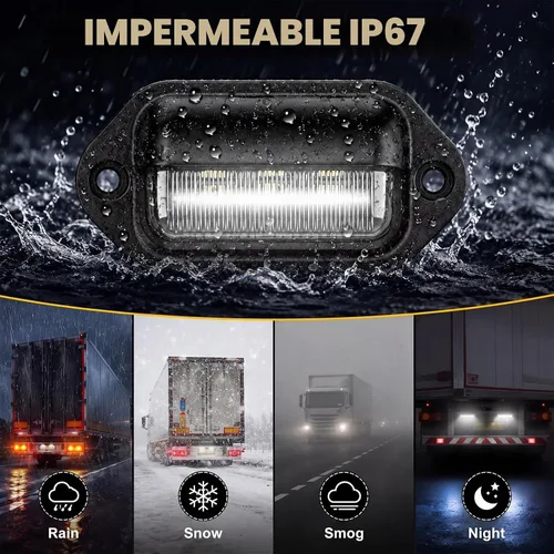 Vista 5 de Mudder Paquete de 8 luces LED de matrícula de 12 V, 6 LED, impermeables, luces traseras para camión, SUV, remolque, RV, camiones y barcos