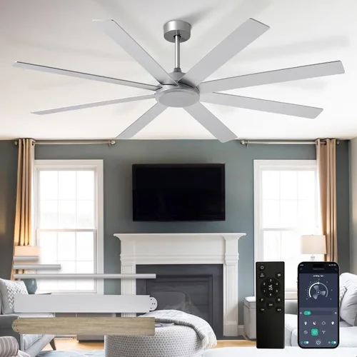 Vista 13 de Depuley Ventiladores de techo de 66" con luces: Ventilador de techo negro para interior/exterior para patios, sala de estar - 8 aspas Ventiladores