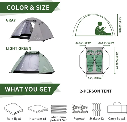 Vista 6 de Camping Tent, Easy Setup, 1-2-8-10 Person Waterproof and Portable Tent for Camping Hiking Outdoor