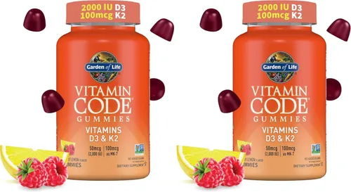 Vista 9 de Gomitas Garden of Life Vitamin Code D3 y K2 con prebióticos y probióticos, salud ósea, salud inmunológica y apoyo digestivo, cero azúcar, sin OMG
