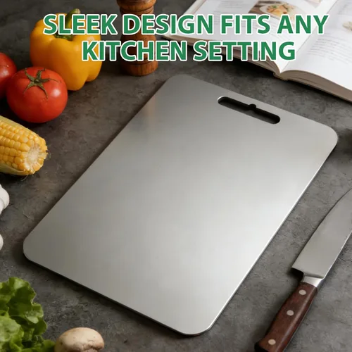 Vista 6 de 100% Pure Titanium Cutting Boards for Kitchen, Dishwasher Safe Chopping Board for Meat, Double Sided and Effortlessly Clean, with Anti-slip Mat