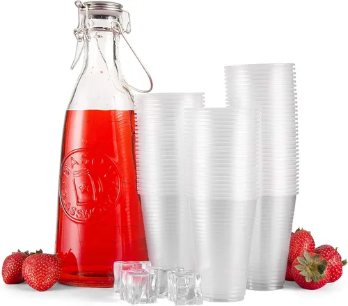 Vista 2 de BluShine [Paquete de 300] Vasos desechables de plástico transparente de 7 onzas, sin BPA, duraderos, apilables y resistentes a las grietas