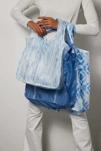 Vista 6 de Pure Sage Bolsa de comestibles reutilizable - Elegante bolsa de compras para comestibles - Bolsa plegable - Tamaño mediano