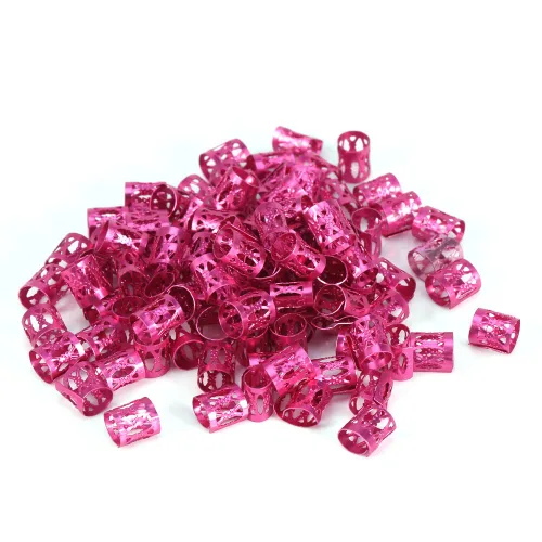 Vista 7 de 100 piezas de cuentas trenzadas de metal, nuevas cuentas de rastas coloridas, anillos trenzados para el cabello, clips para cerraduras de temor