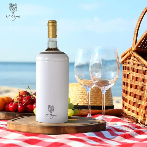 Vista 8 de Juego de Enfriador de Vino 12 Degrés - Regalos de Vino Perfectos para Mujeres y Hombres - Enfriador de Vino Aislado de Acero Inoxidable con Bomba