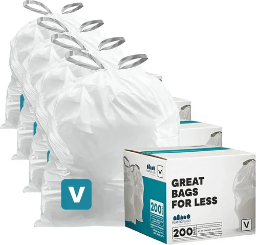 Vista 7 de Plasticplace Bolsas de basura de ajuste personalizado, compatibles con simplehuman Code V (100 unidades) con cordón azul tintado 4.2-4.8 galones