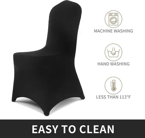 Vista 3 de Peomeise - 6 piezas de funda elástica de elastano para sillas, para bodas, fiestas, banquetes y eventos (negro, 6)