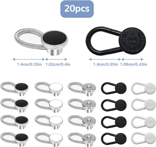 Vista 7 de 20 extensores de botón para jeans, extensores de cuello para camisas de hombre, extensor de botón para camisas de vestir/dos estilos en tres
