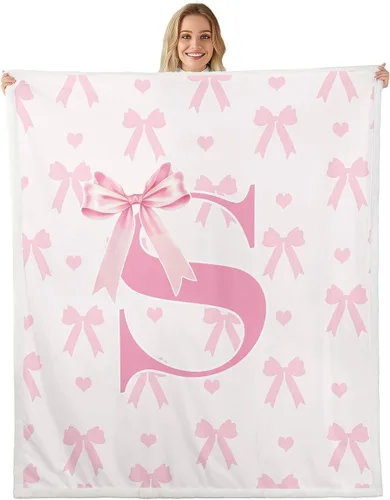 Vista 27 de Manta de franela rosa con lazo, estilo princesa, manta de forro polar de ensueño para decoración del hogar, sofá, sofá, manta romántica de forro