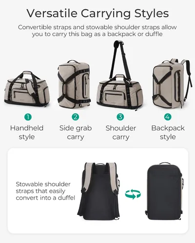 Vista 2 de BAGSMART Mochila de gimnasio para hombres, deportes y viajes de fin de semana, bolsa de viaje convertible 4 en 1 con compartimento para zapatos