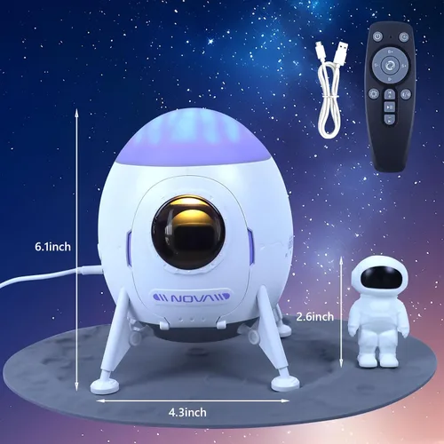 Vista 6 de Lander - Proyector de astronauta con luz nocturna, altavoz integrado Space Man Buddy LED, planetario, lámpara de astronauta, regalos con modo