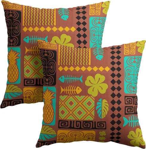 Vista 10 de Fundas de almohada tribales marrones - Juego de 2 fundas de almohada étnicas 40x40 cm azteca geométrica para decoración de sofá, cama, hogar