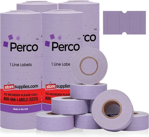 Vista 11 de Etiquetas azules Perco de 1 línea - 8 rollos, 1 funda, 8,000 etiquetas en blanco para pistolas de precio y fecha de 1 línea Perco - Fabricadas