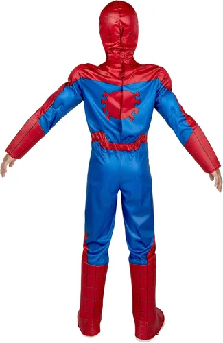 Vista 8 de Marvel Spider-Man - Disfraz oficial de Halloween para jóvenes, overol acolchado de alta calidad con máscara de tela