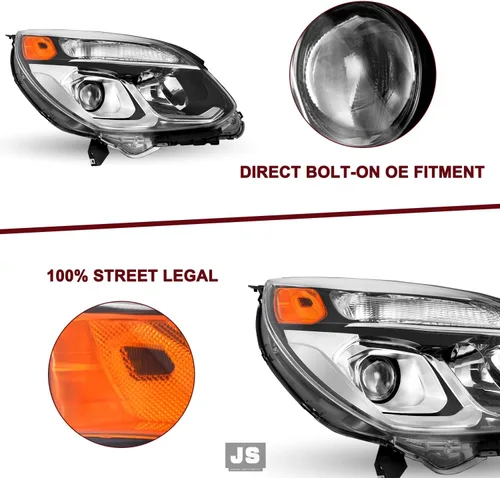 Vista 4 de JSBOYAT Par de faros delanteros halógenos Chevy Equinox 2016 2017, par de proyectores, estilo OE, conjunto de faros delanteros de fábrica