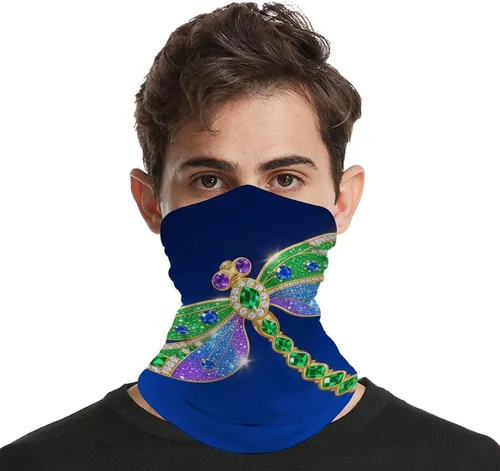 Vista 4 de Green Beauty Dragonfly Neck Gaiter Breathable & Moisture-Wicking Face Mask Bandana Balaclava Sun Protection Face Cover Scarf Lightweight Seamless