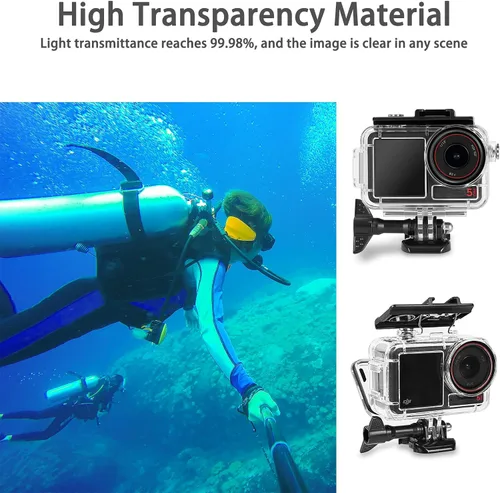 Vista 5 de OKFUN Carcasa impermeable de 164.0 ft/164 pies compatible con DJI Osmo Action 5 Pro Action4 Action3 protección de buceo cubierta protectora