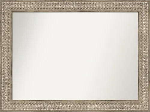 Vista 156 de Amanti Art Espejo de baño plateado para sobre fregadero, 26 x 26 pulgadas, espejo cuadrado de níquel pulido, marco de madera tradicional mediano, se