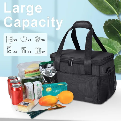 Vista 2 de Gloppie Bolsas de almuerzo para adultos, bolsa de almuerzo para hombres, lonchera para mujeres, lonchera para el trabajo, almuerzo, bolsa