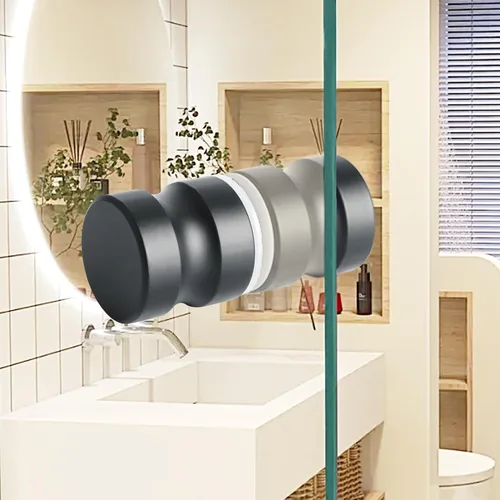 Vista 4 de Alise - Manija de puerta de cristal para ducha, perilla de puerta corrediza de ducha, negro mate Solid SUS304 Stainless Steel Double Sided Pull