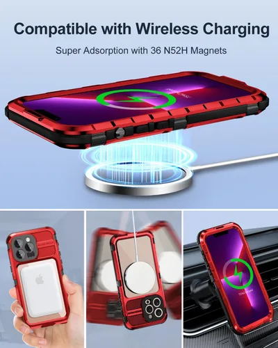 Vista 6 de WIFORT Funda impermeable para iPhone 13 Pro, cuerpo completo de metal 360 [IP68 a prueba de agua] [protector de pantalla integrado]