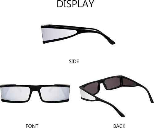 Vista 2 de FEISEDY Cool Rectangular Gafas de sol con lentes laterales hombres mujeres tendencia retro gafas de sol B2739