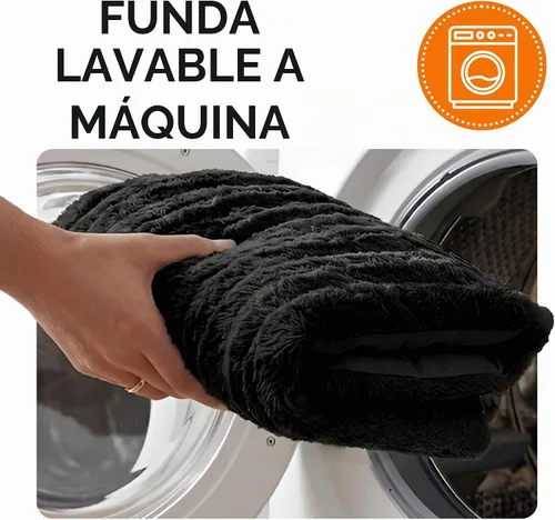 Vista 6 de Cheer Collection Almohada Larga de Pelo Sintético - Almohada Decorativa para Cama y Sofá - Almohada Lumbar Decorativa con Relleno, Negra